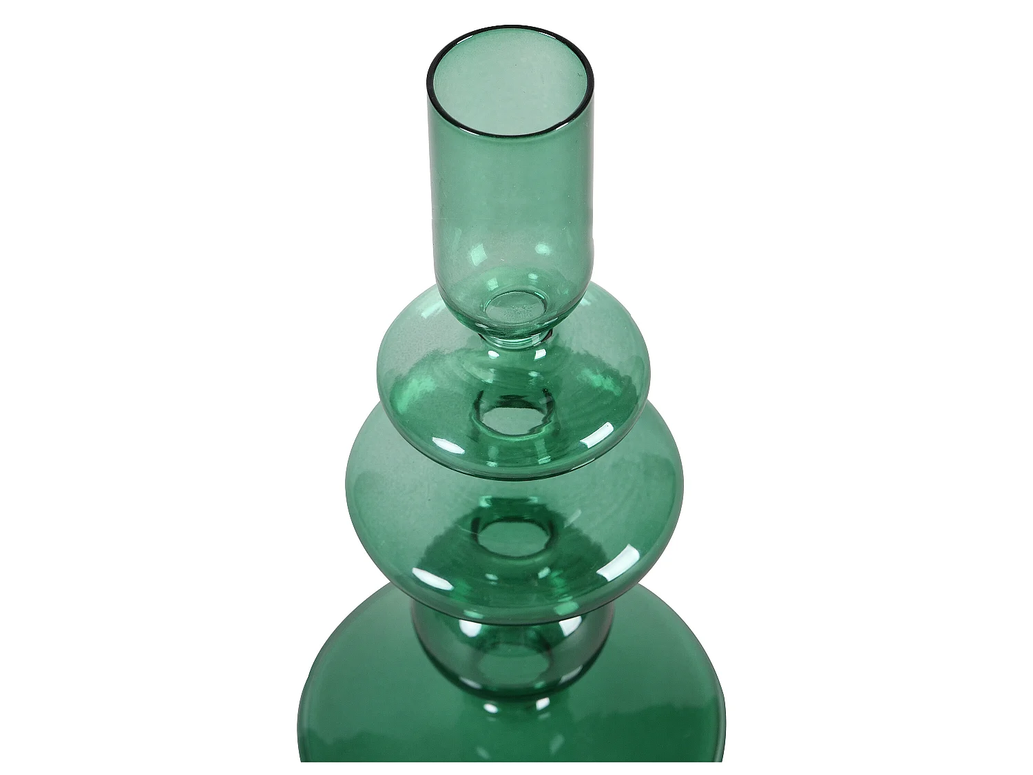 Set med 2 ljusstakar - D.9 x H.21 cm och D.9 x H.18,5 cm - Glas - Grön - KANDIE