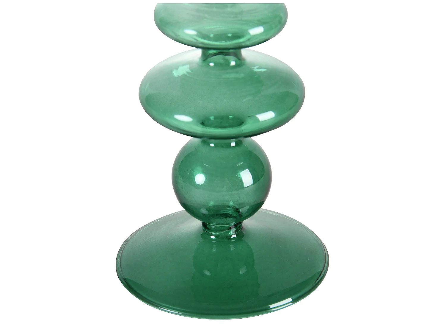 Set med 2 ljusstakar - D.9 x H.21 cm och D.9 x H.18,5 cm - Glas - Grön - KANDIE