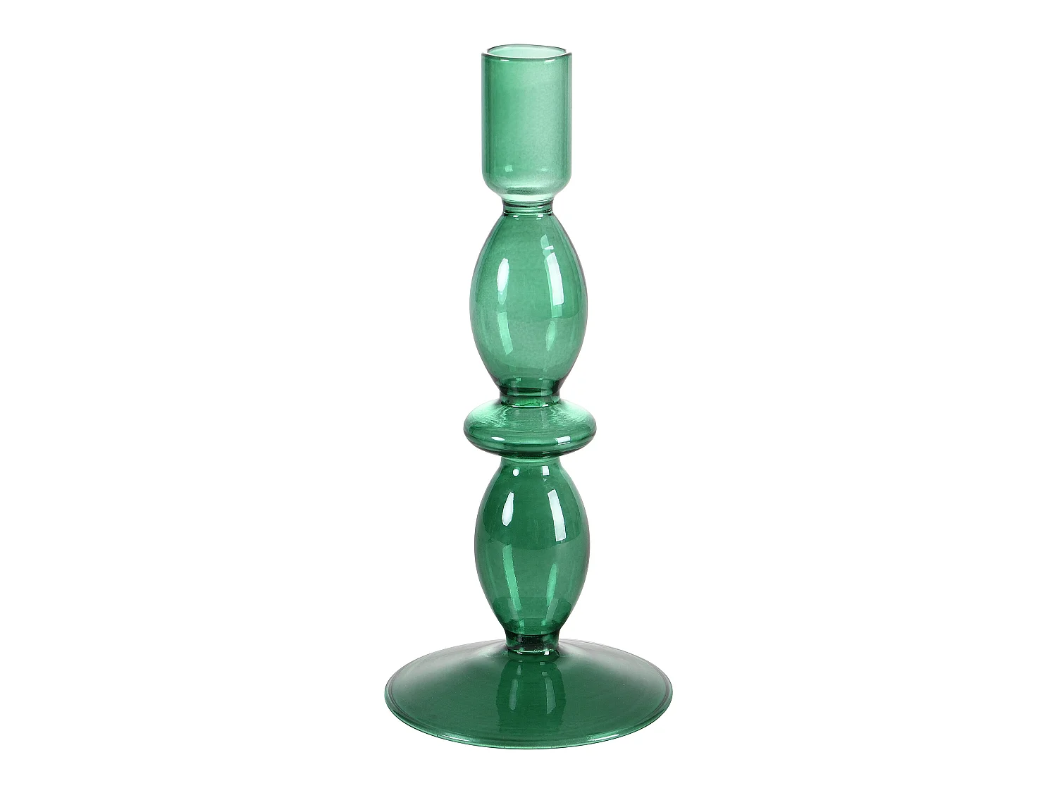 Set med 2 ljusstakar - D.9 x H.21 cm och D.9 x H.18,5 cm - Glas - Grön - KANDIE