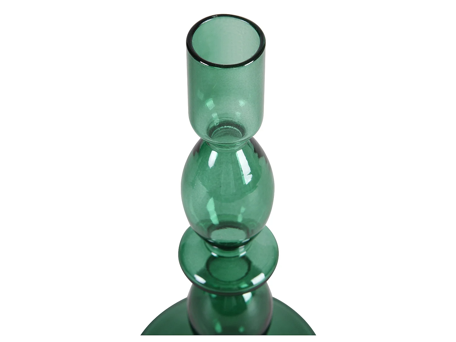 Set med 2 ljusstakar - D.9 x H.21 cm och D.9 x H.18,5 cm - Glas - Grön - KANDIE