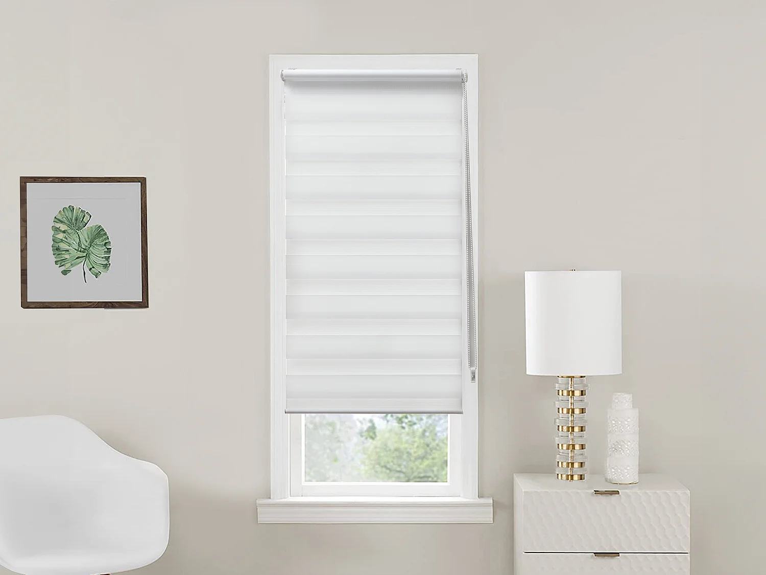 Store enrouleur jour/nuit  en polyester - 60 x 180 cm - Blanc - BARILI