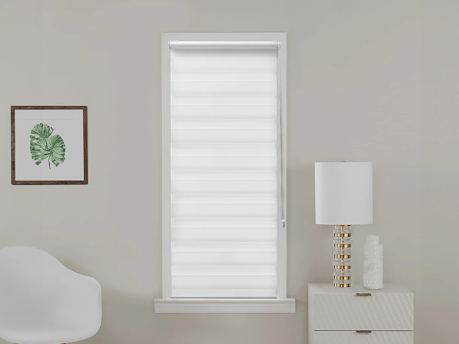 Store enrouleur jour/nuit  en polyester - 60 x 180 cm - Blanc - BARILI