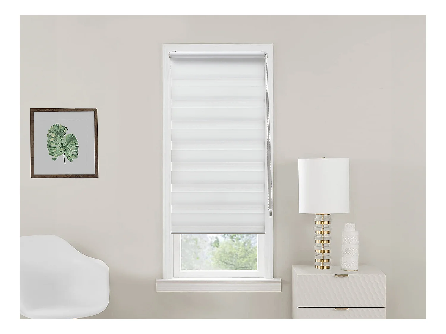 Store enrouleur jour/nuit  en polyester - 60 x 180 cm - Blanc - BARILI