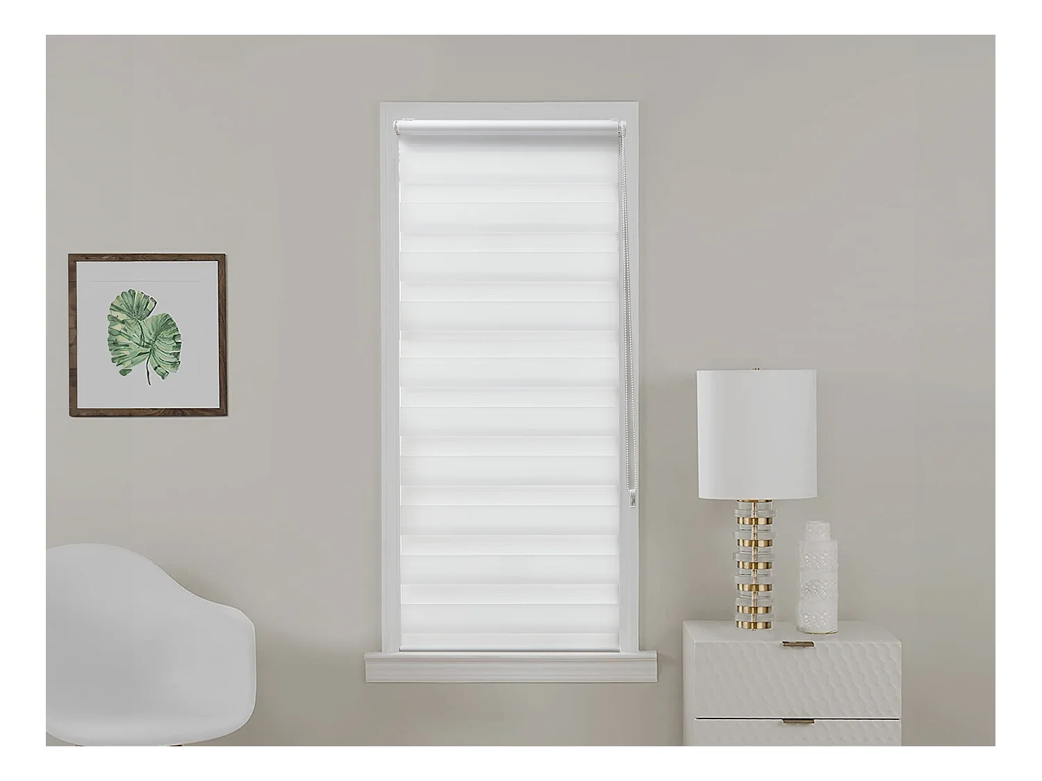 Store enrouleur jour/nuit  en polyester - 60 x 180 cm - Blanc - BARILI