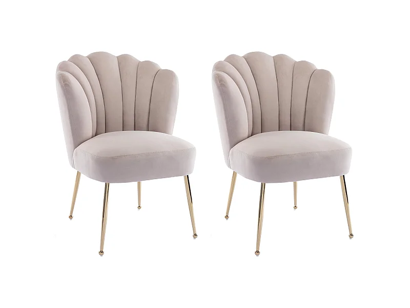 Stuhl 2er-Set - Samt & goldfarbener Stahl - Beige - RUTY von Pascal MORABITO