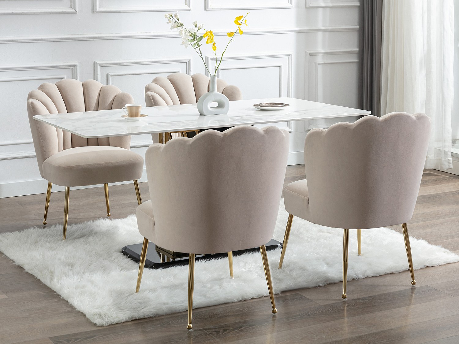 Vente-unique Stuhl 2er-Set - Samt & Goldfarbener Stahl - Beige - Ruty Von Pascal Morabito