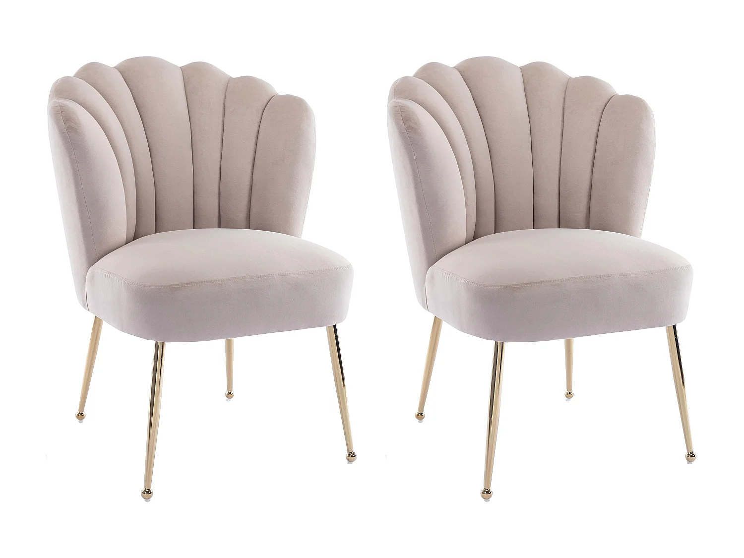 Lot de 2 chaises en velours et acier doré - Beige - RUTY de Pascal MORABITO