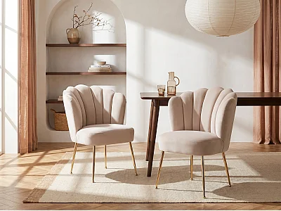 Stuhl 2er-Set - Samt & goldfarbener Stahl - Beige - RUTY von Pascal MORABITO