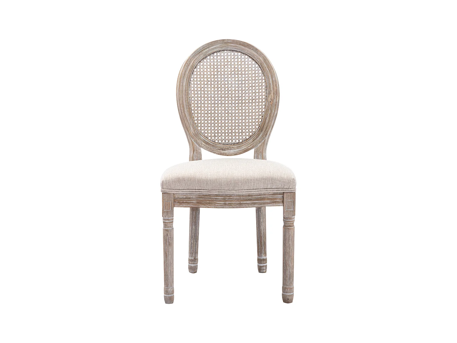 Set van 2 stoelen - Riet, stof en hevea hout - Beige - ANTOINETTE