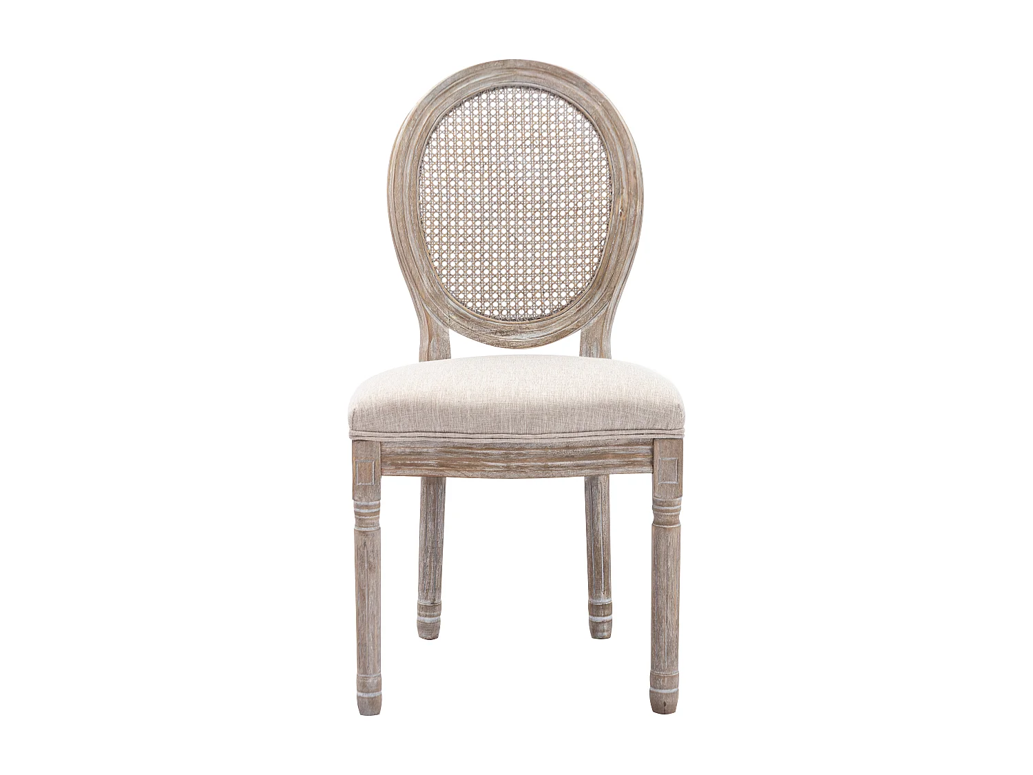 Lot de 2 chaises - Cannage, tissu et bois d'hévéa - Beige - ANTOINETTE