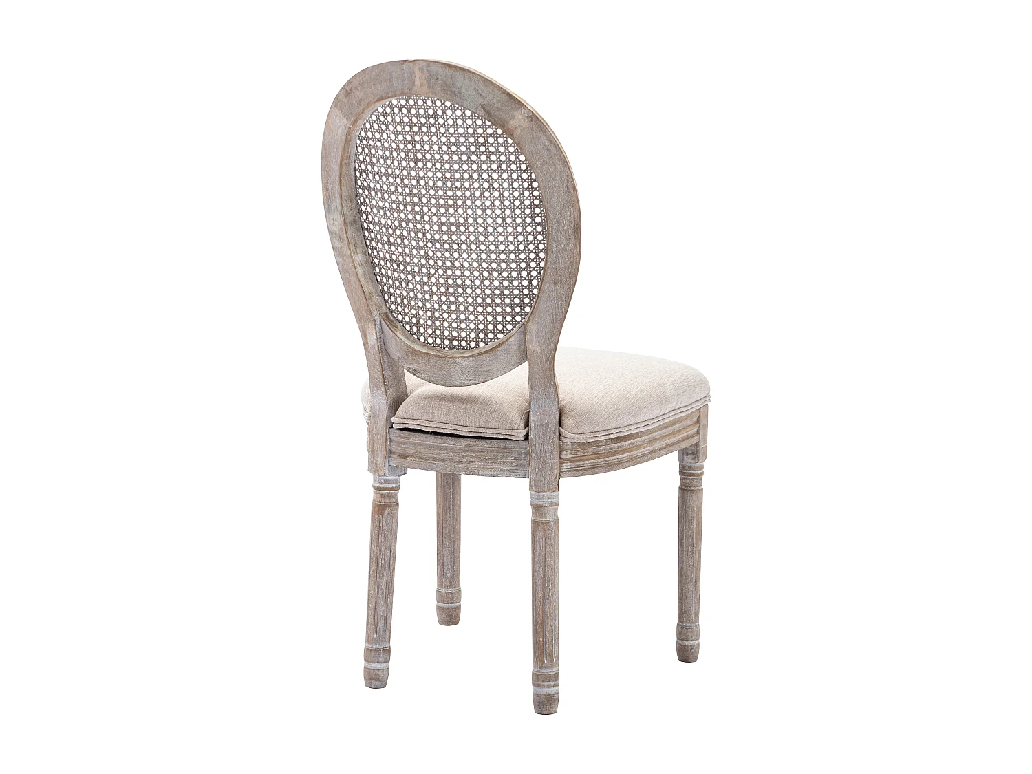 Lot de 2 chaises - Cannage, tissu et bois d'hévéa - Beige - ANTOINETTE