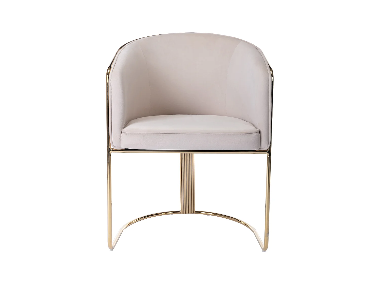 Cadeira com apoios de braços em veludo e metal bege e dourado - JOSETHE de Pascal Morabito