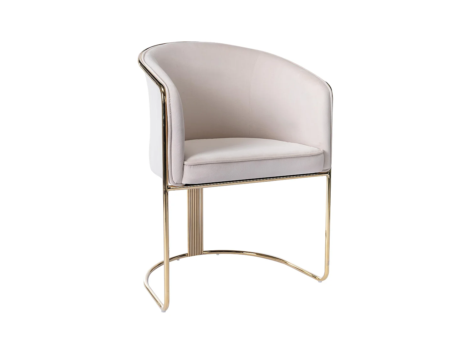 Cadeira com apoios de braços em veludo e metal bege e dourado - JOSETHE de Pascal Morabito