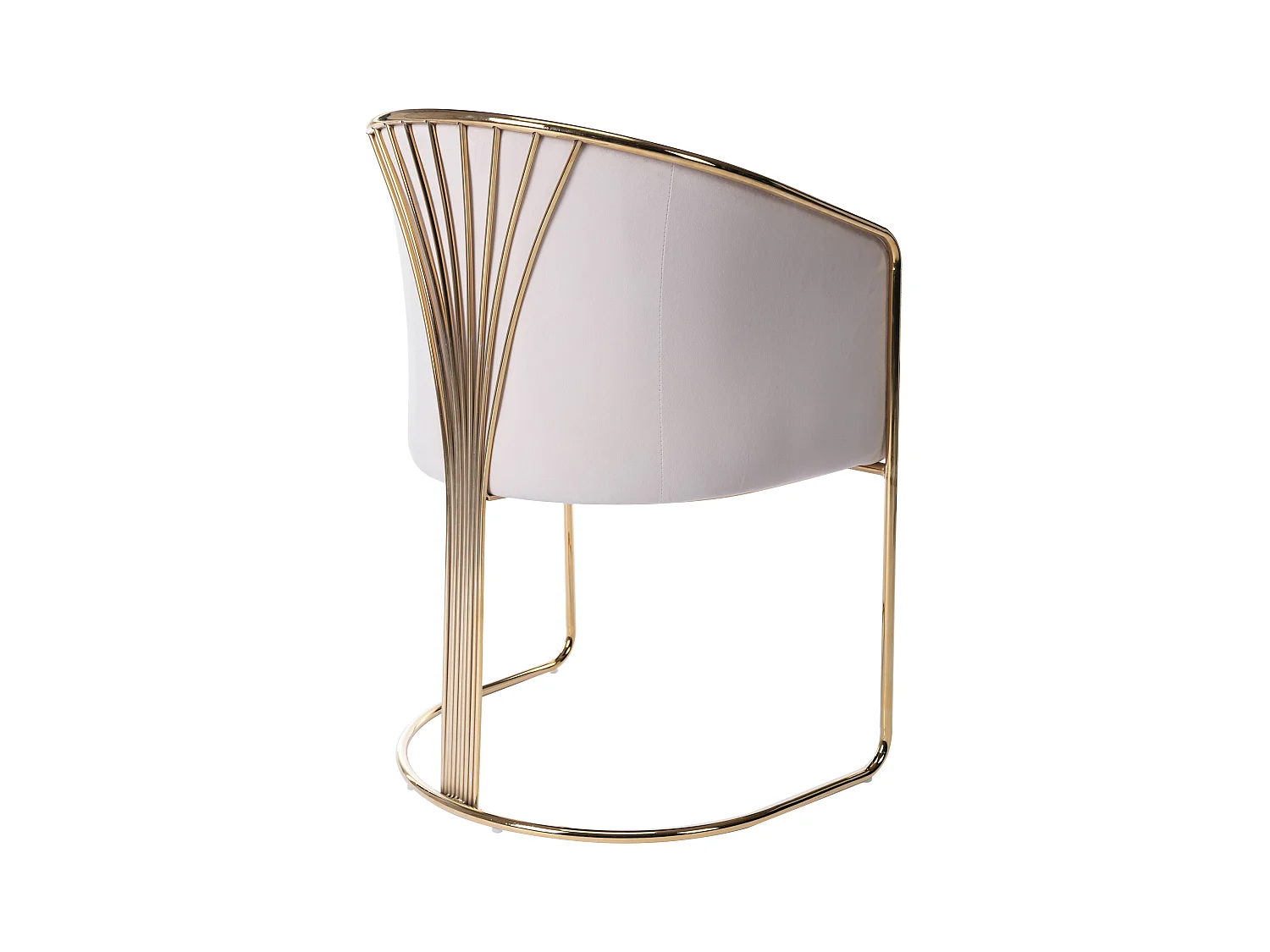 Cadeira com apoios de braços em veludo e metal bege e dourado - JOSETHE de Pascal Morabito
