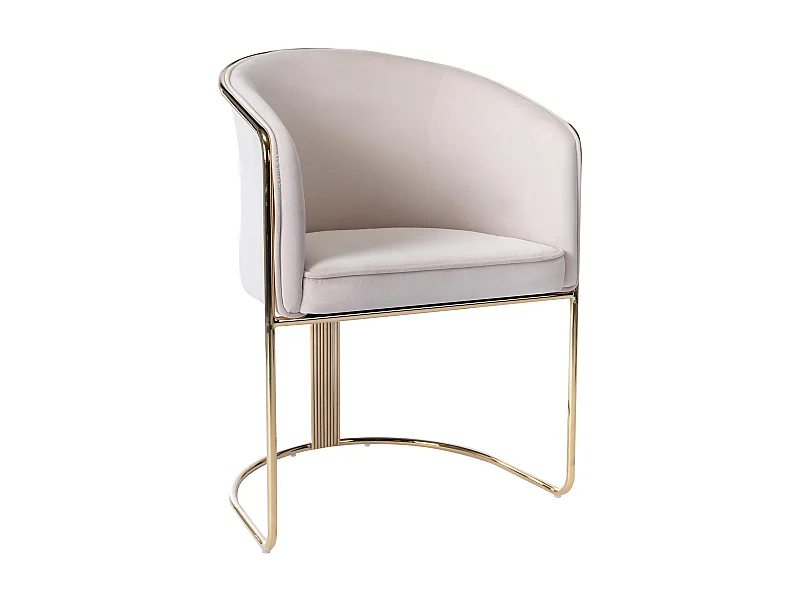 Chaise avec accoudoirs en velours et métal - Crème et doré - JOSETHE de Pascal MORABITO