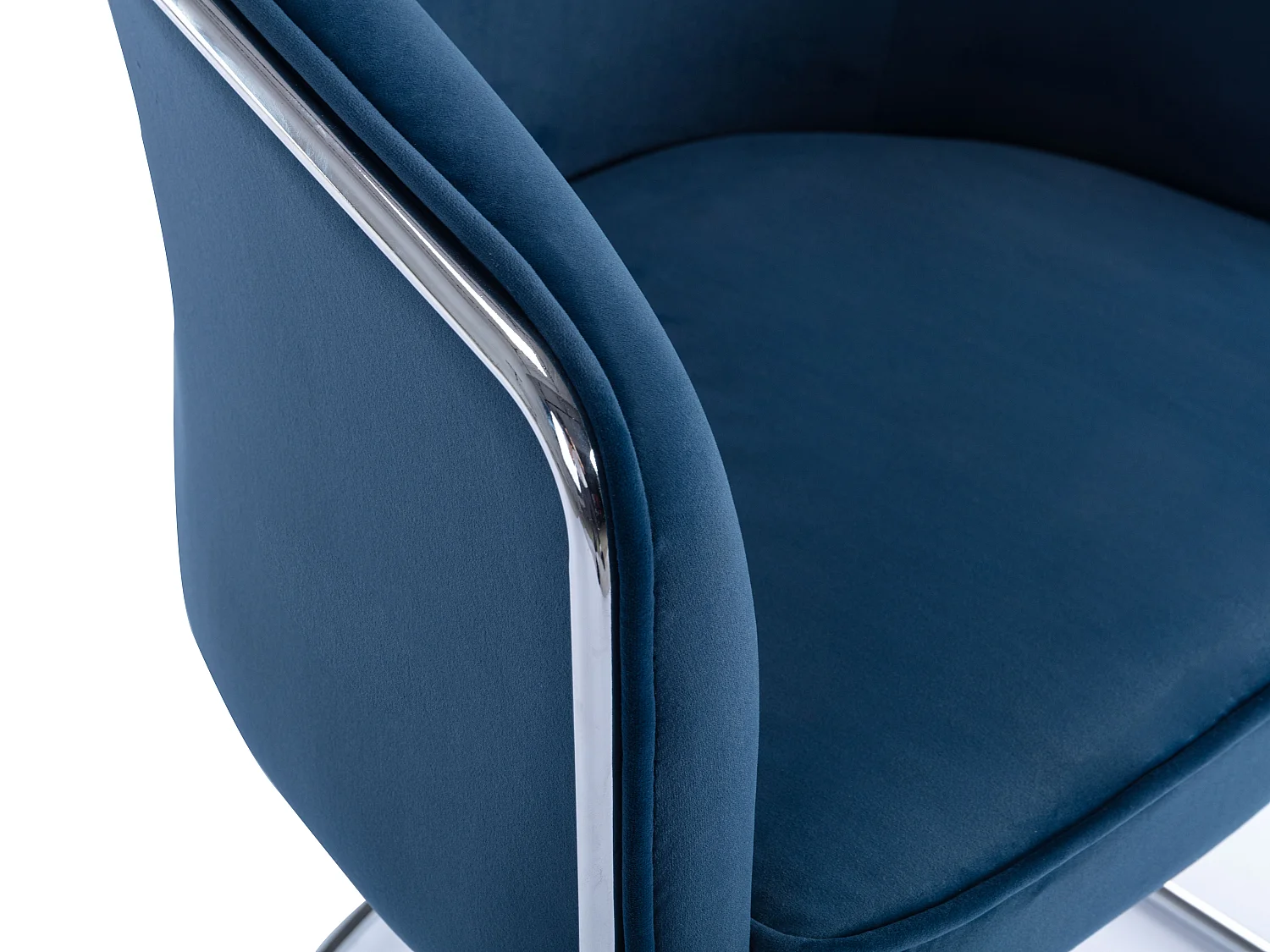 Chaise avec accoudoirs en velours et métal - Bleu et chromé - JOSETHE de Pascal MORABITO