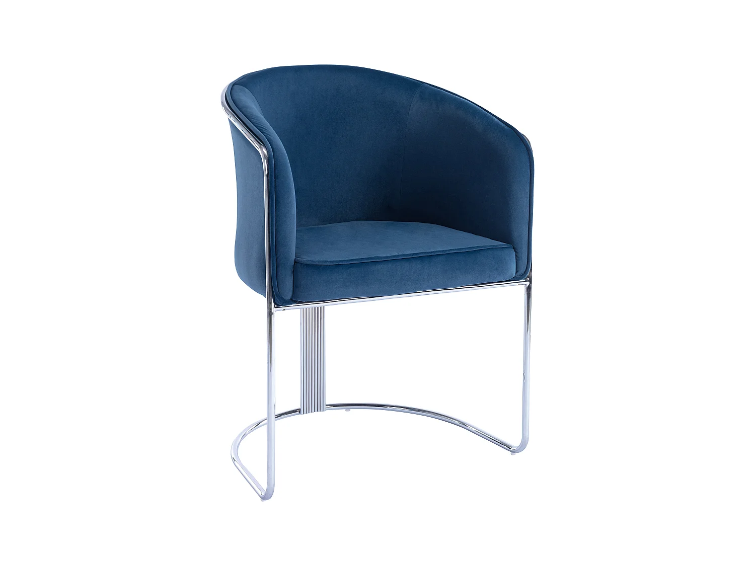 Silla con brazos de terciopelo y metal - Azul y cromado - JOSETHE de Pascal MORABITO