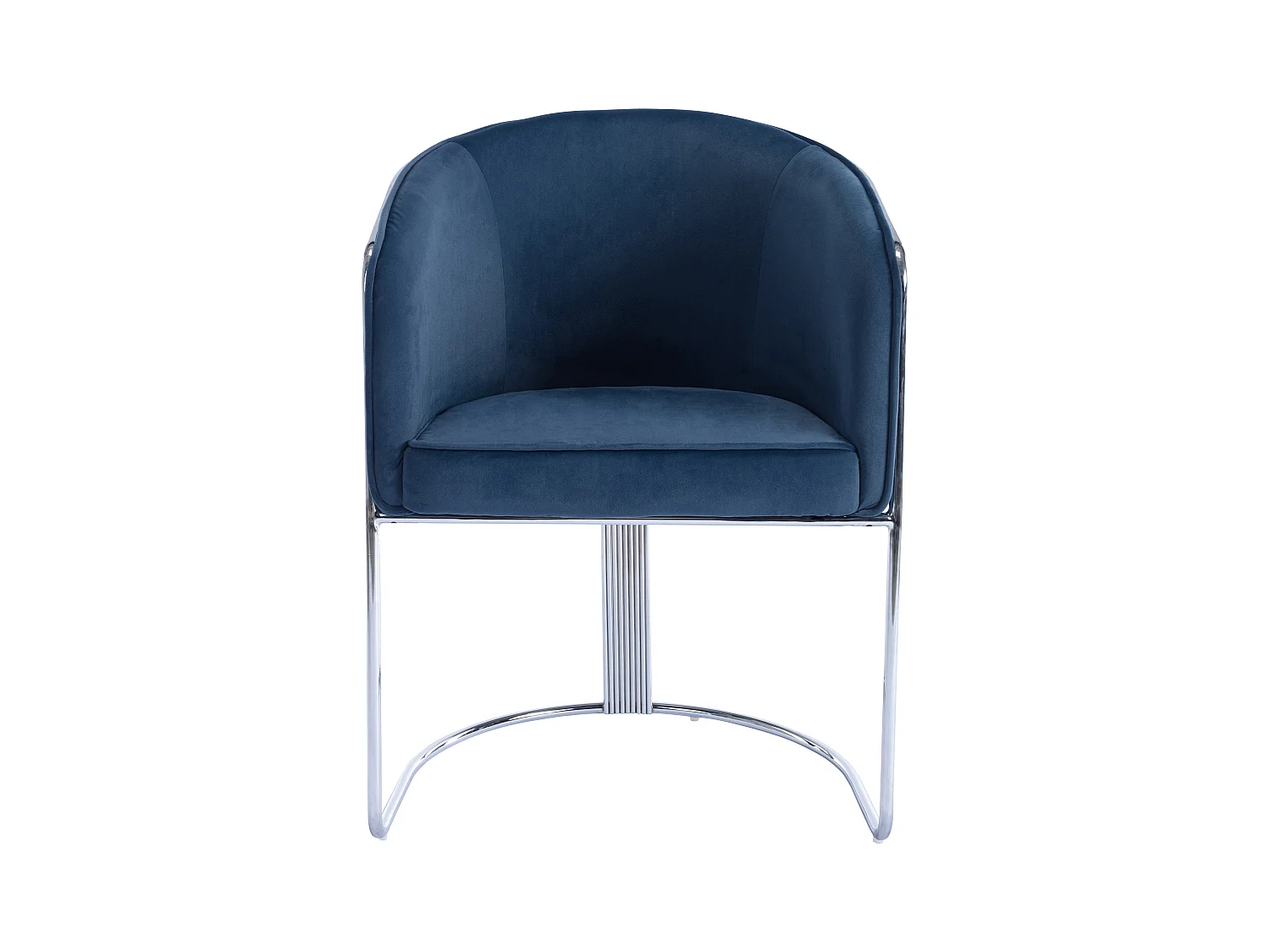 Silla con brazos de terciopelo y metal - Azul y cromado - JOSETHE de Pascal MORABITO