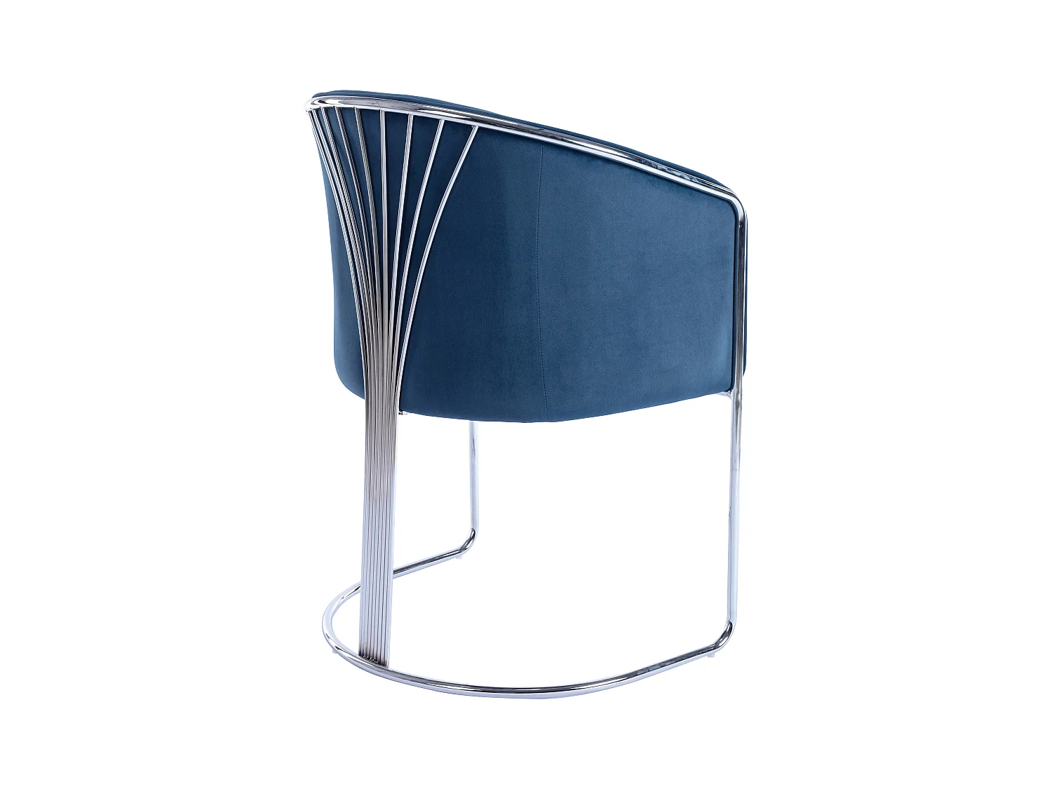 Silla con brazos de terciopelo y metal - Azul y cromado - JOSETHE de Pascal MORABITO
