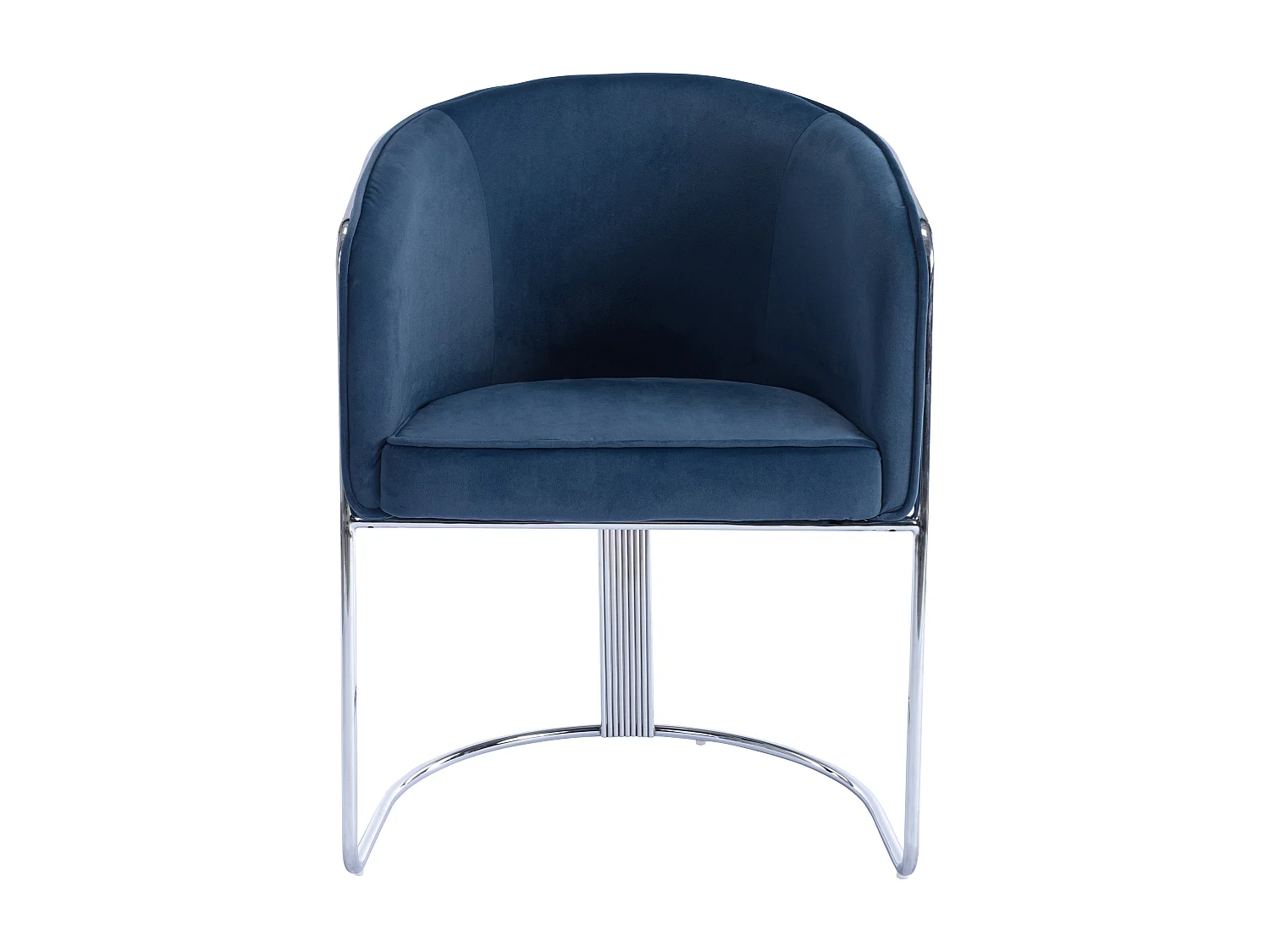 Chaise avec accoudoirs en velours et métal - Bleu et chromé - JOSETHE de Pascal MORABITO