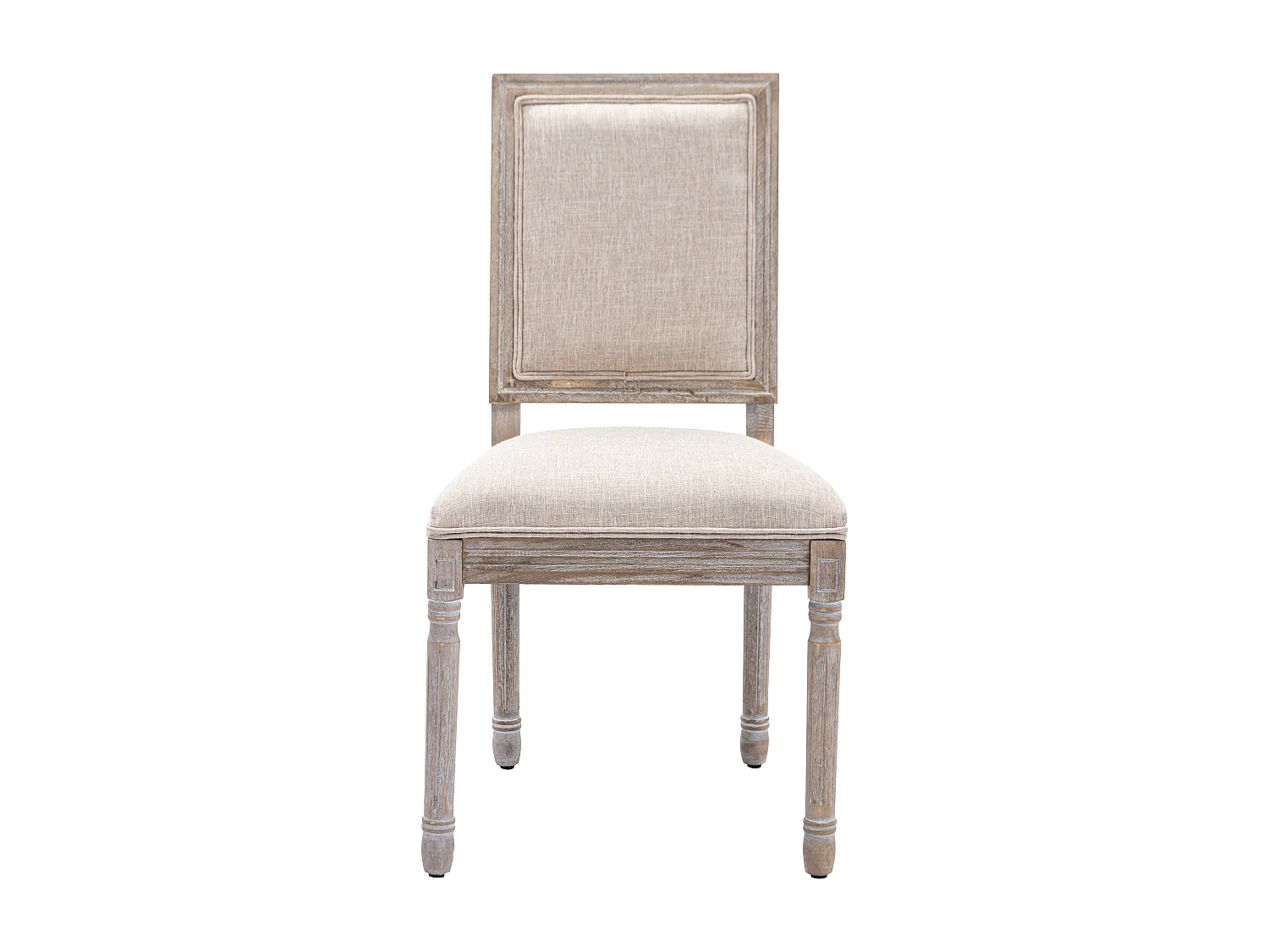 Lot de 2 chaises en tissu et bois d'hévéa - Beige - AMBOISETTE