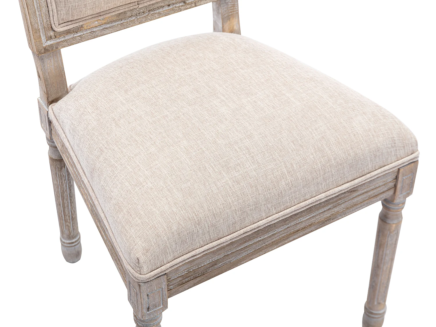 Lot de 2 chaises en tissu et bois d'hévéa - Beige - AMBOISETTE