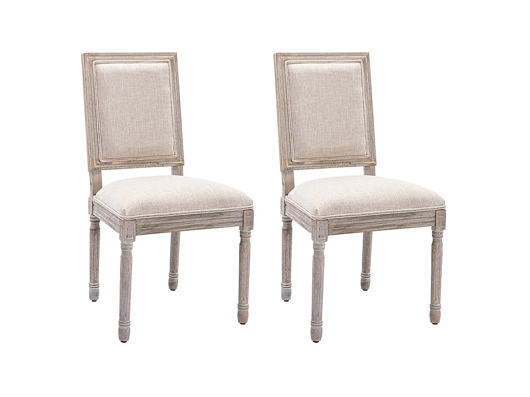 Set van 2 stoelen van stof en heveahout - Beige - AMBOISETTE