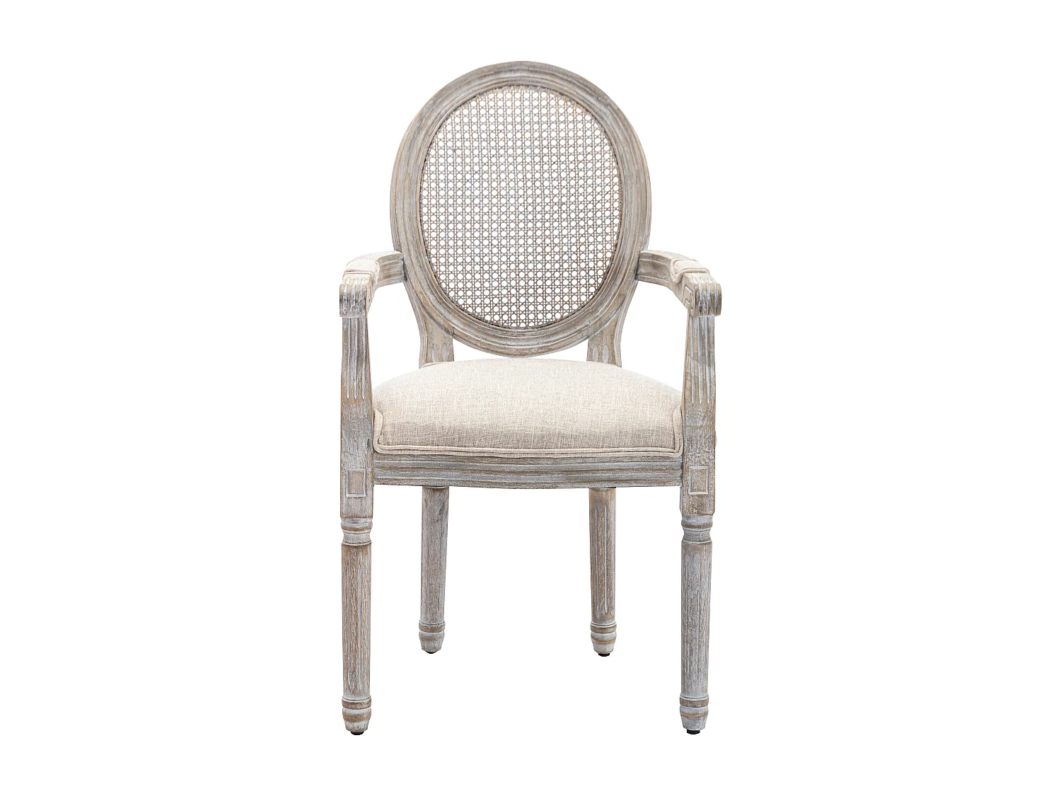 Set van 2 stoelen met armleuningen - Riet, stof en heveahout - Beige - ANTOINETTE