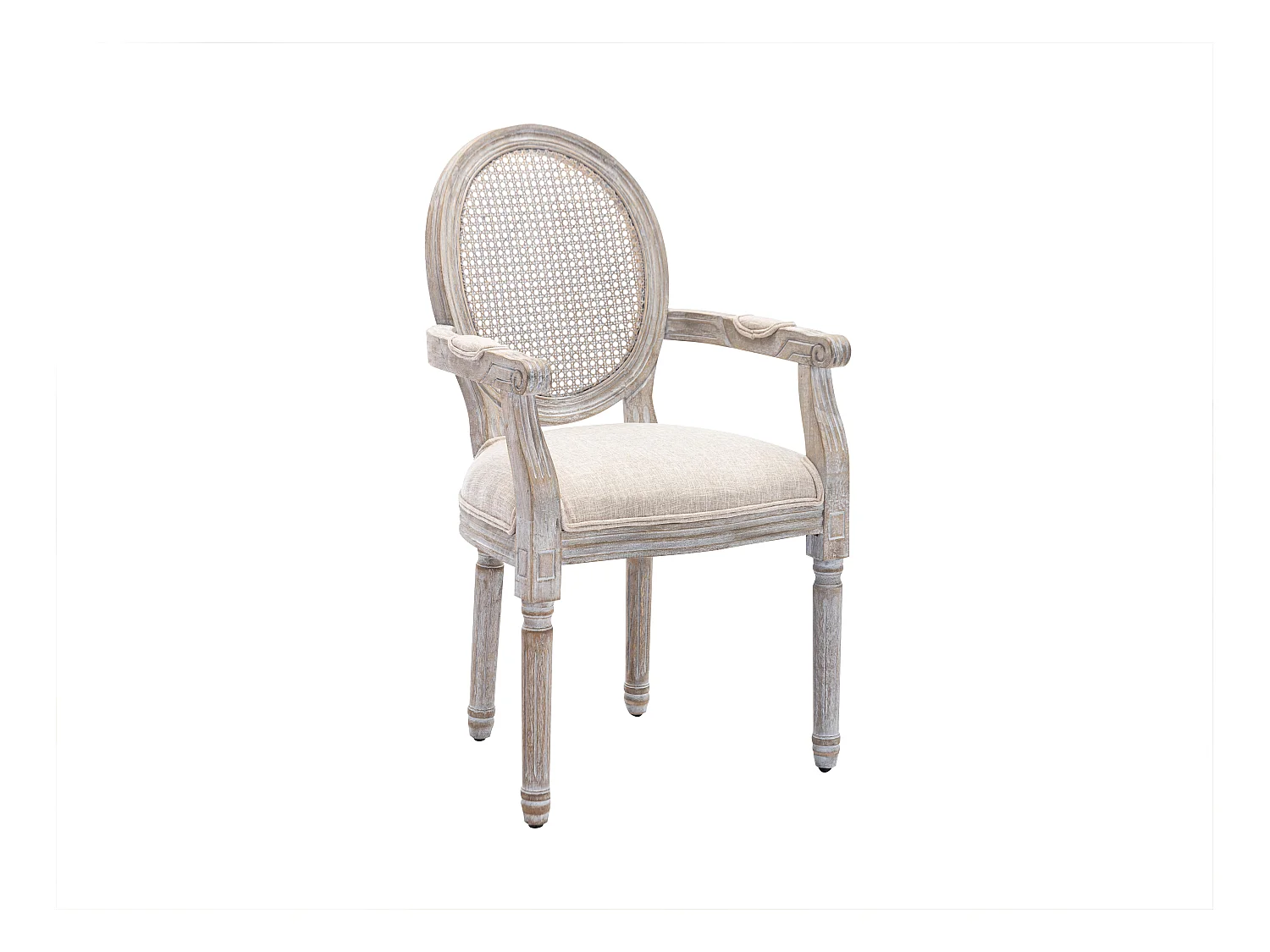 Set van 2 stoelen met armleuningen - Riet, stof en heveahout - Beige - ANTOINETTE