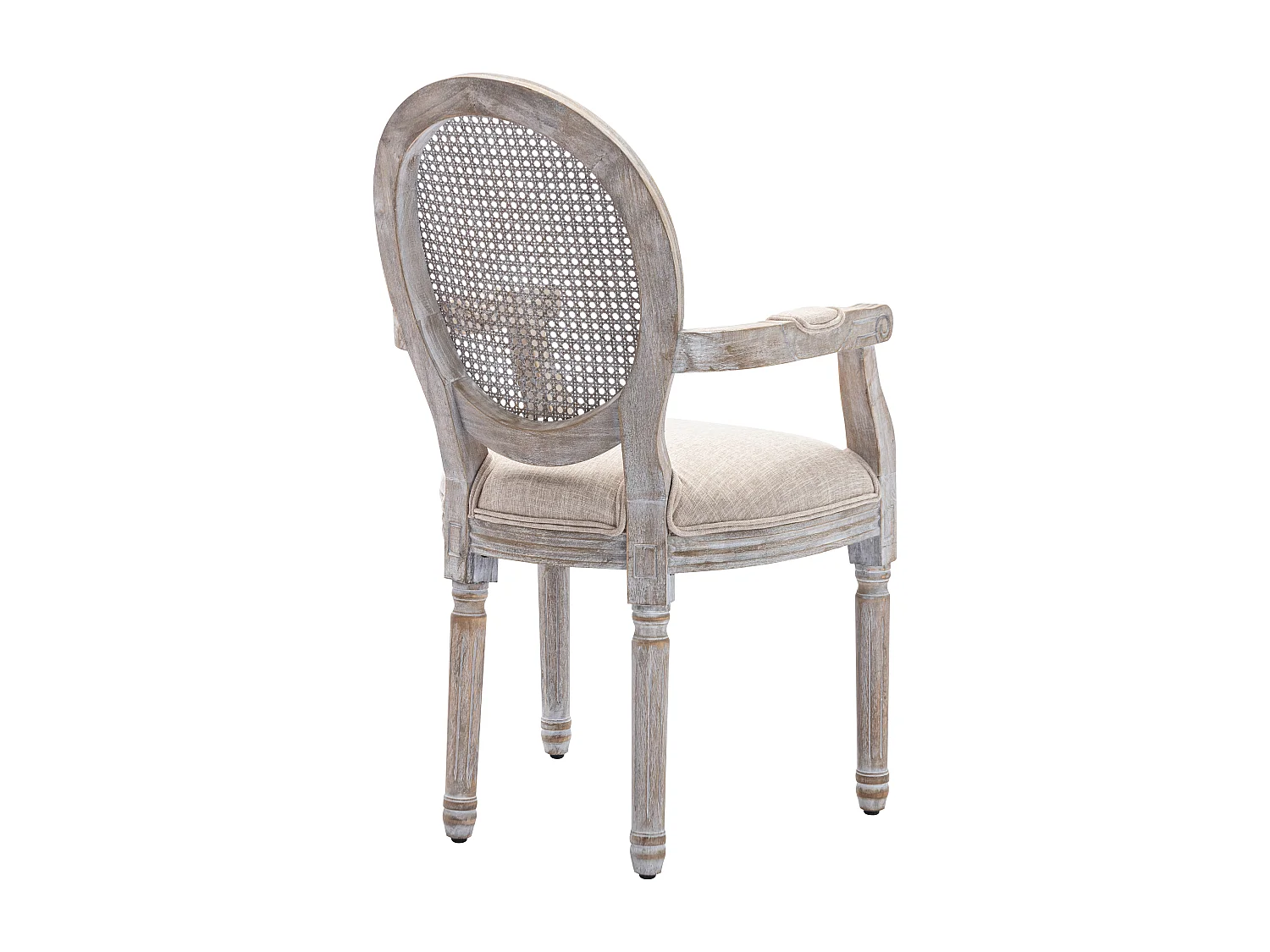 Lot de 2 chaises avec accoudoirs - Cannage, tissu et bois d'hévéa - Beige - ANTOINETTE