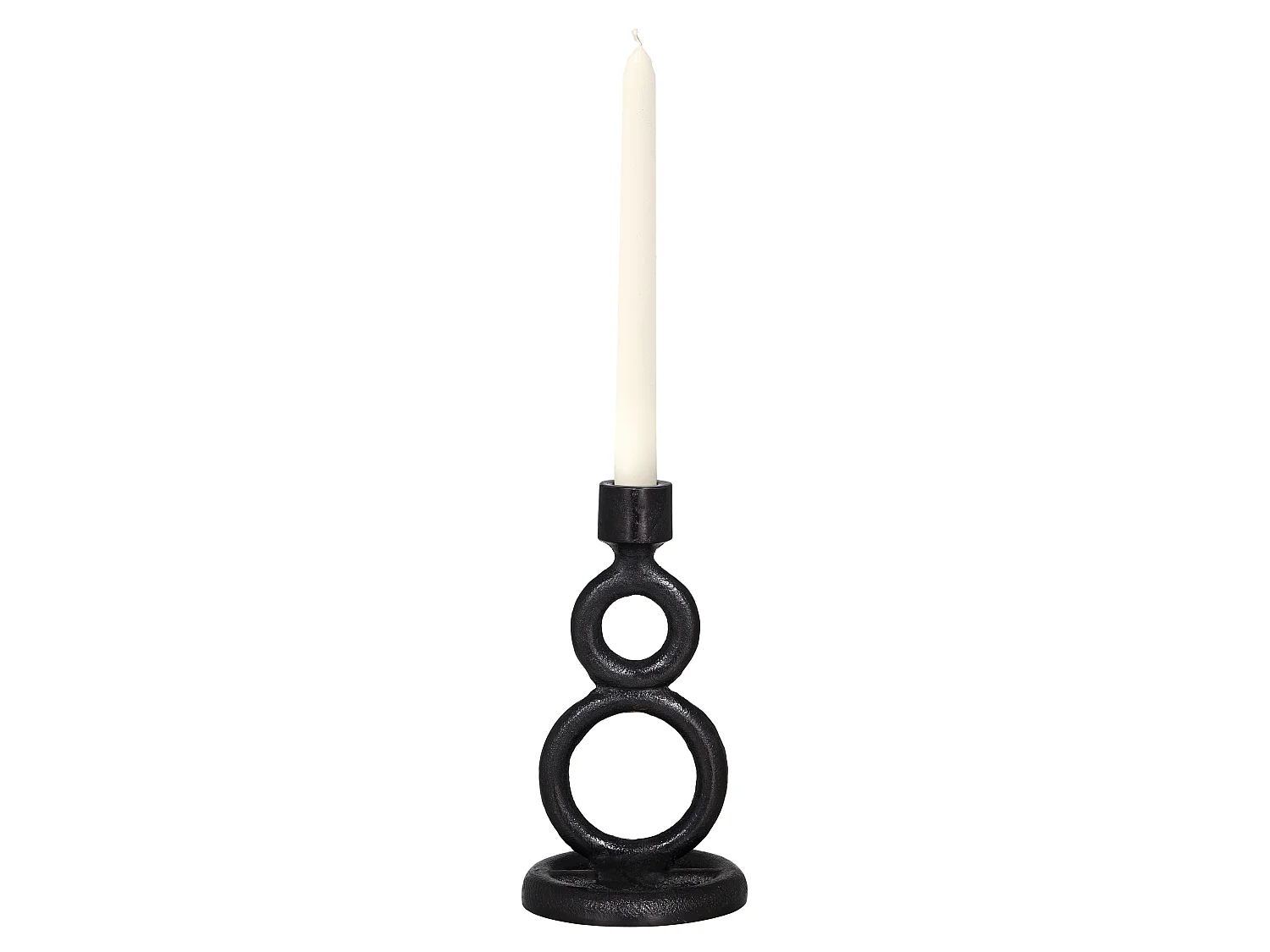 Bougeoir arrondi en aluminium- H. 21 cm - Gris métallisé - THENARD