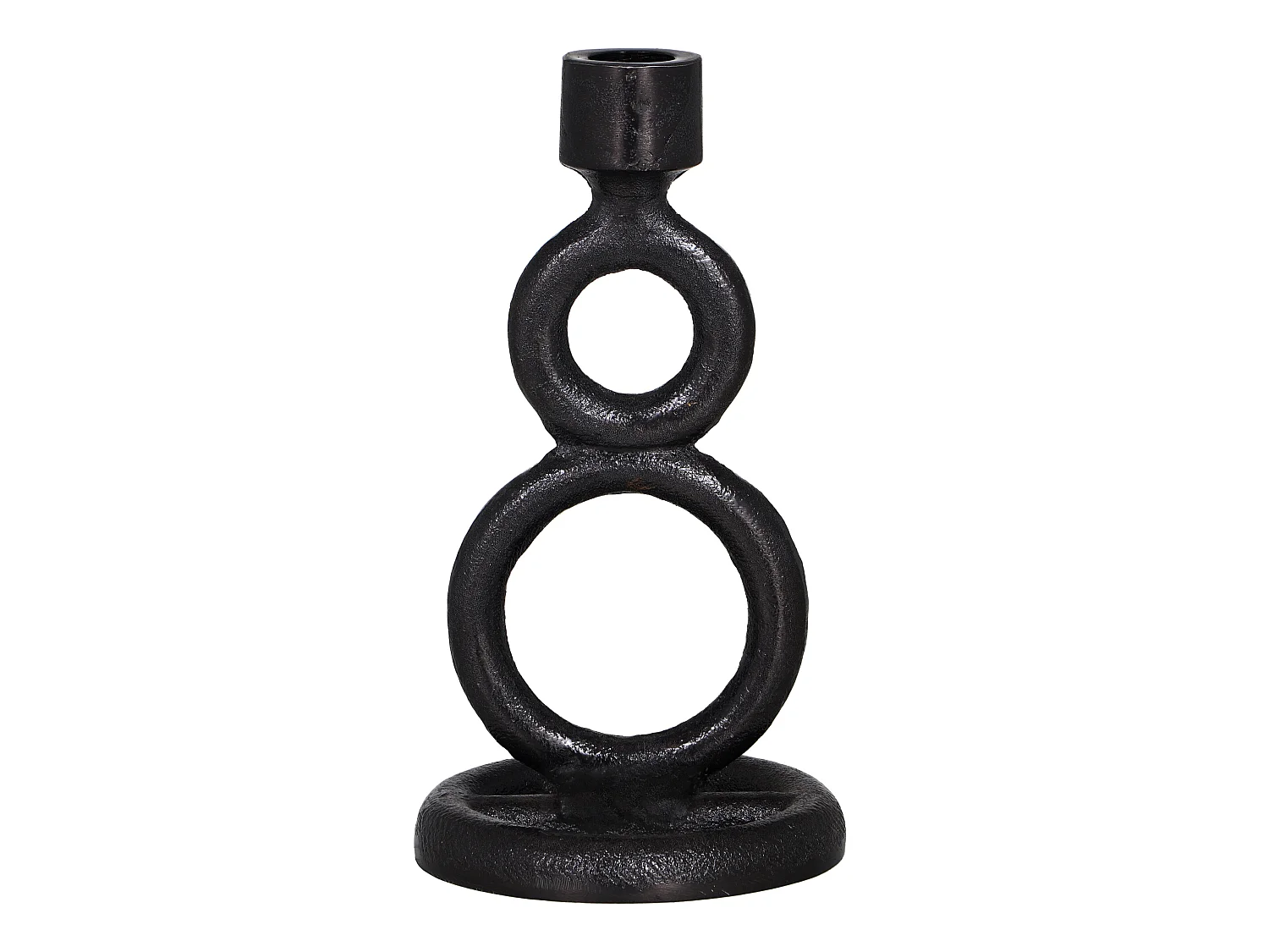 Bougeoir arrondi en aluminium- H. 21 cm - Gris métallisé - THENARD