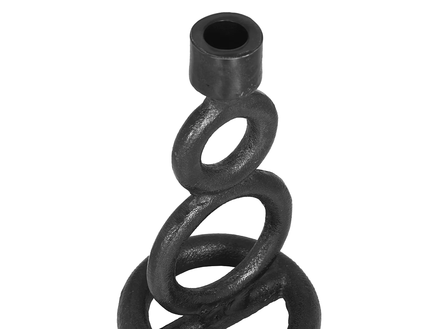 Bougeoir arrondi en aluminium- H. 21 cm - Gris métallisé - THENARD