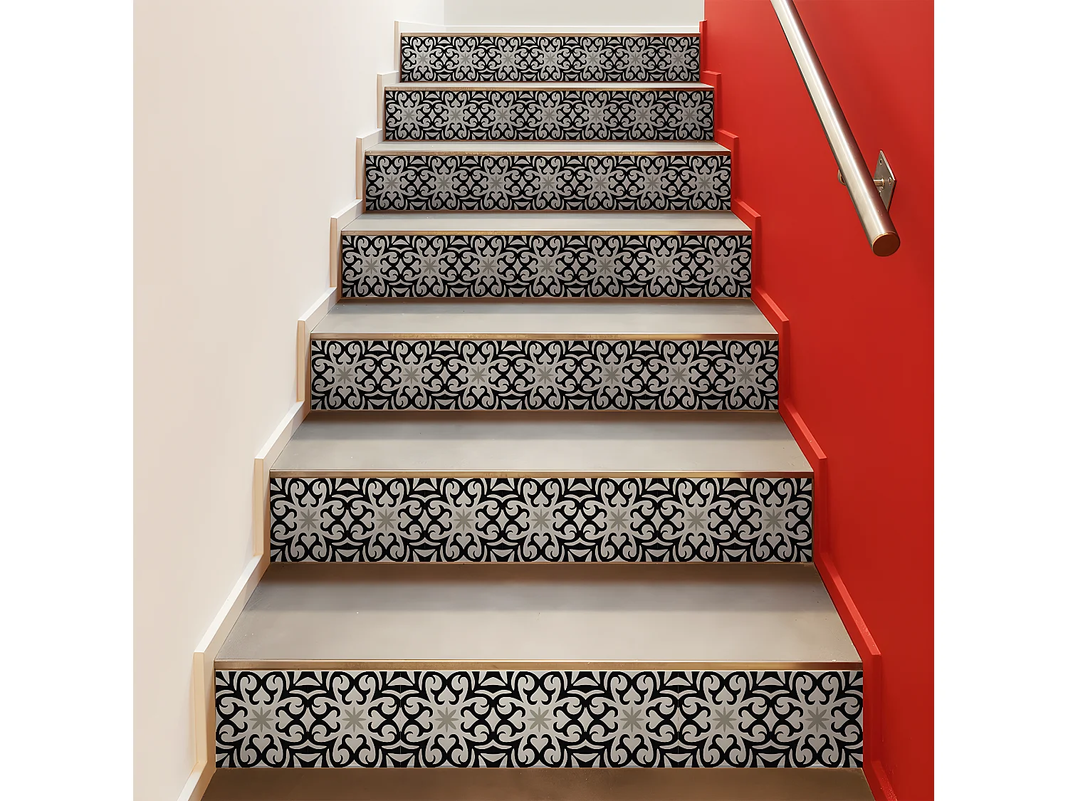 Stickers adhésifs escalier carrelages contremarche - SAVERIA - 2 bandes de 16.5x115.5cm