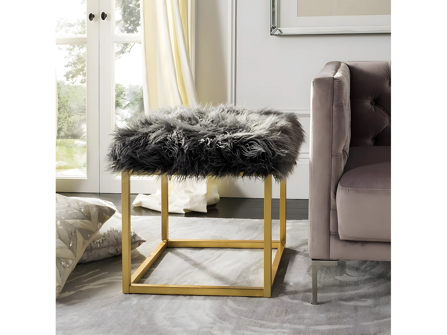 Banc & Ottomane Gris 53 X 53 X 50.8 cm - Orra