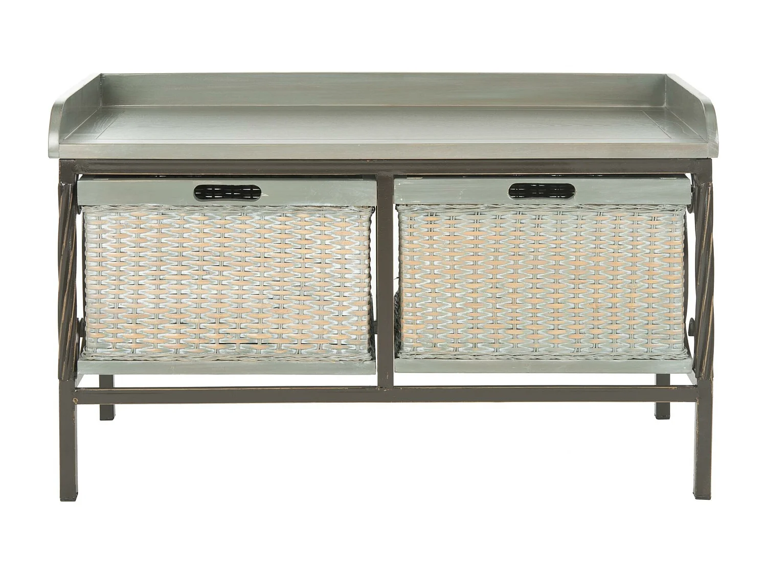 Banc & Ottomane Etain antique et gris français 40 X 84 X 50.8 cm - Marcelle