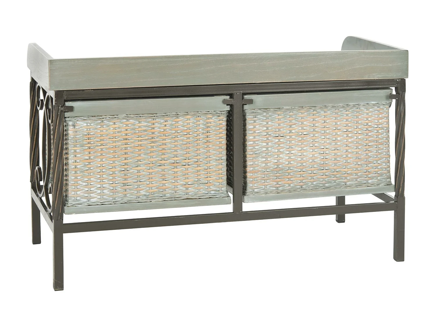 Banc & Ottomane Etain antique et gris français 40 X 84 X 50.8 cm - Marcelle