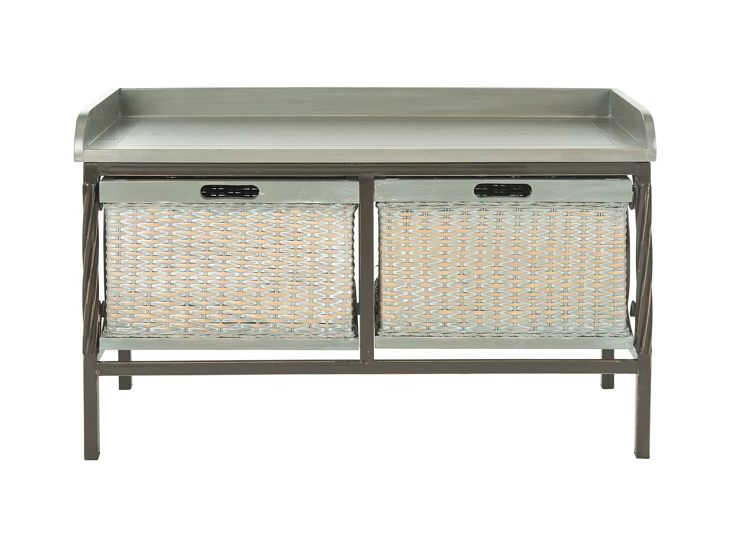Banc & Ottomane Etain antique et gris français 40 X 84 X 50.8 cm - Marcelle