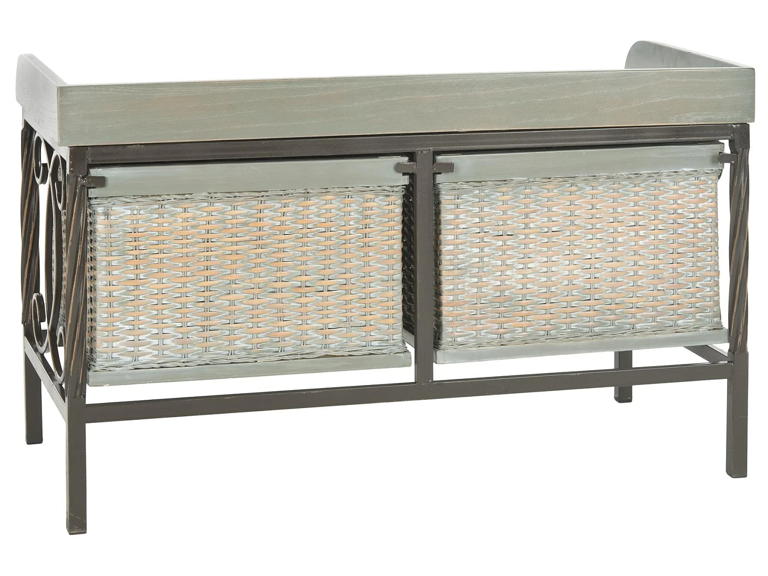 Banc & Ottomane Etain antique et gris français 40 X 84 X 50.8 cm - Marcelle