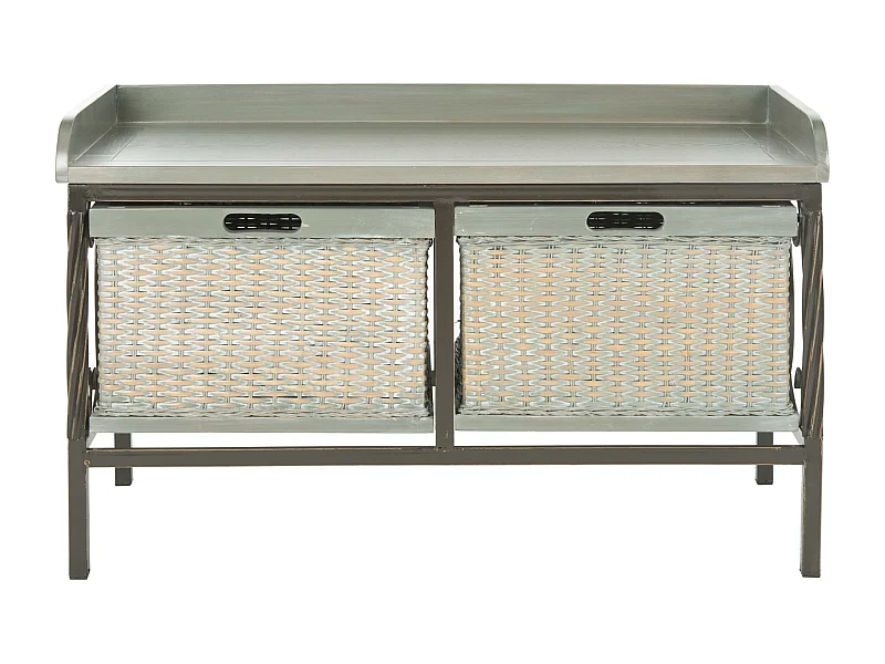 Banc & Ottomane Etain antique et gris français 40 X 84 X 50.8 cm - Marcelle