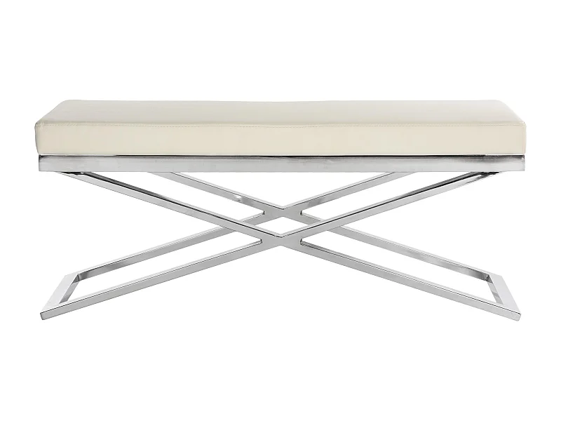 Banc & Ottomane Blanc et chrome 46 X 110 X 45.72 cm - Almina