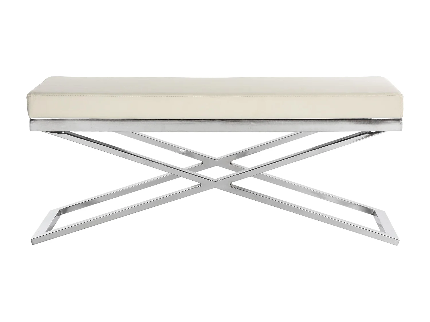 Banc & Ottomane Blanc et chrome 46 X 110 X 45.72 cm - Almina