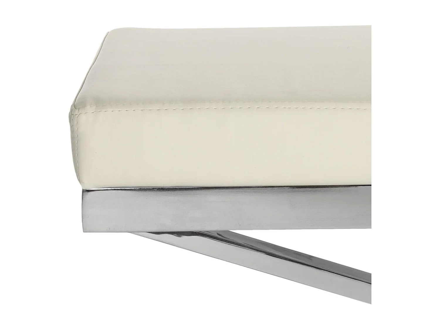 Banc & Ottomane Blanc et chrome 46 X 110 X 45.72 cm - Almina