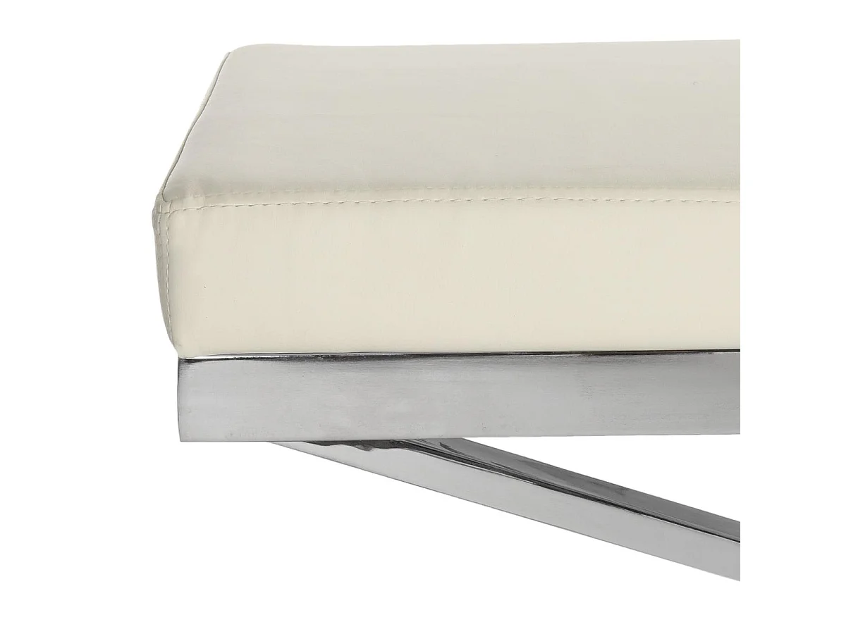 Banc & Ottomane Blanc et chrome 46 X 110 X 45.72 cm - Almina