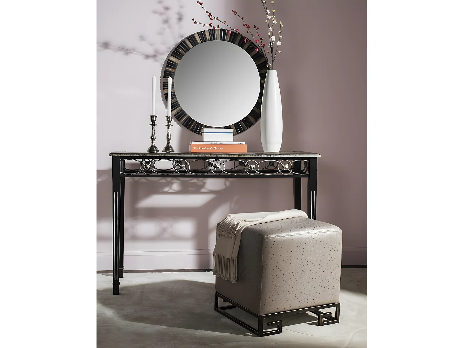 Banc & Ottomane Taupe et or 46 X 46 X 48.26 cm - Lurline