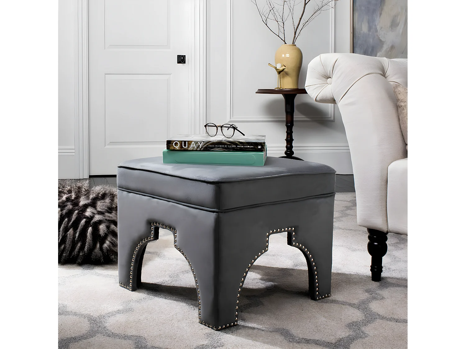 Banc & Ottomane Gris 54 X 54 X 45.46 cm - Thomasina