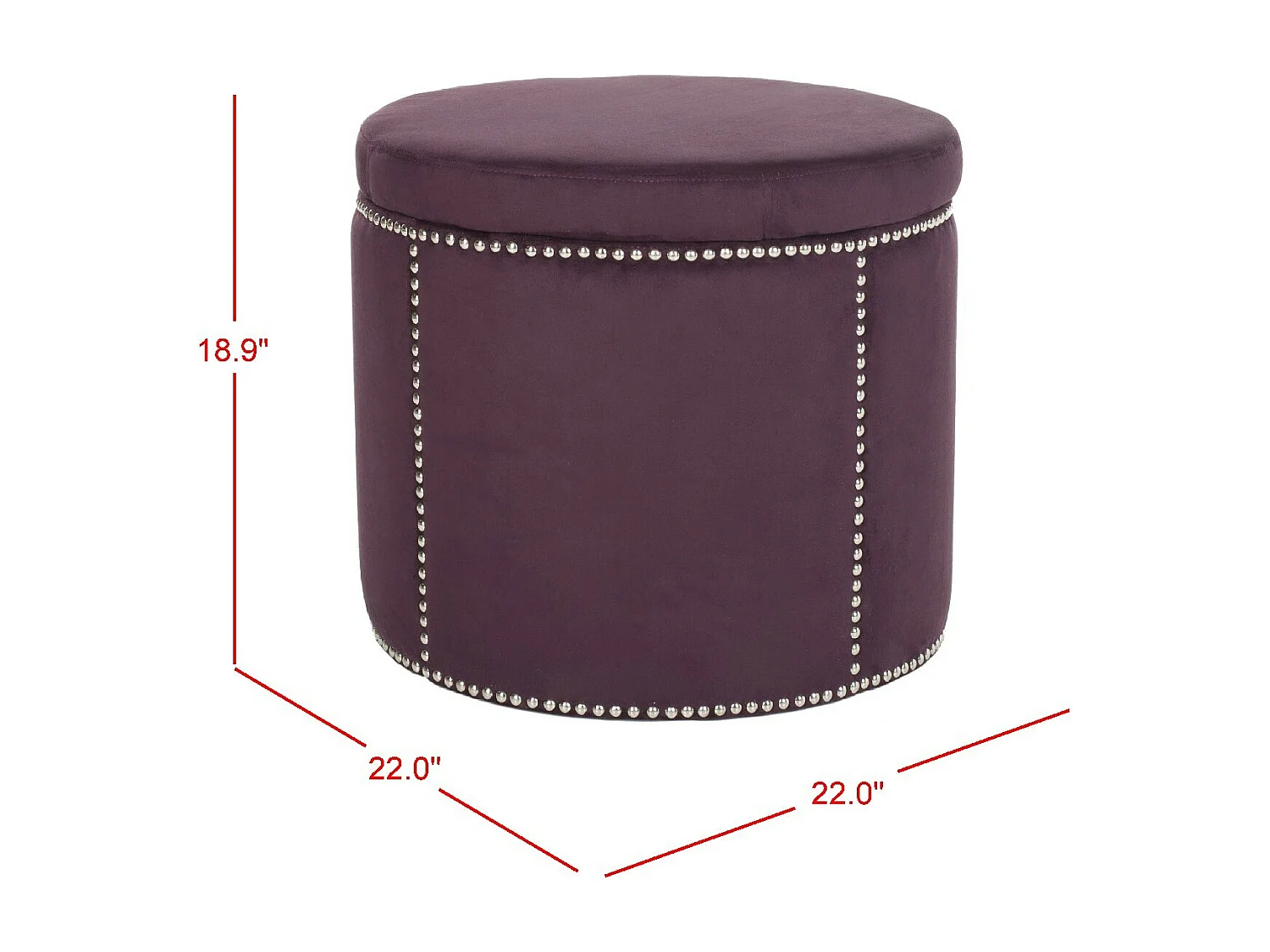 Banc & Ottomane Prune 56 X 56 X 48 cm - Nira