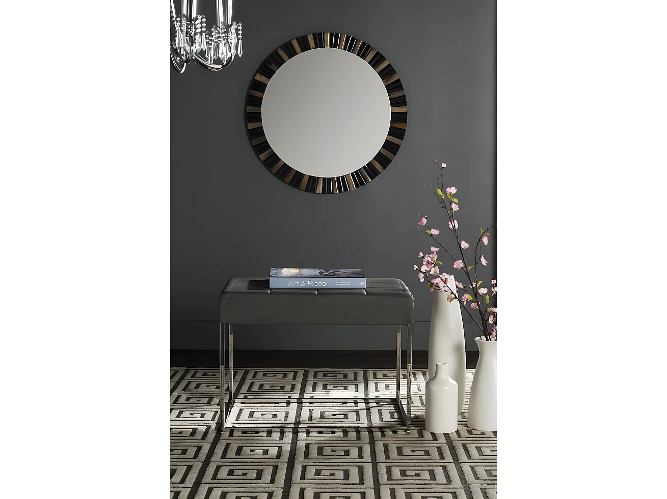 Banc & Ottomane Gris 46 X 64 X 48 cm - Gertha