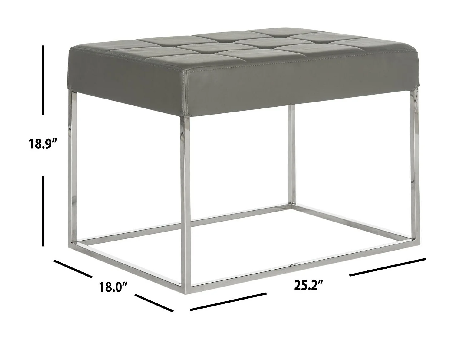 Banc & Ottomane Gris 46 X 64 X 48 cm - Gertha