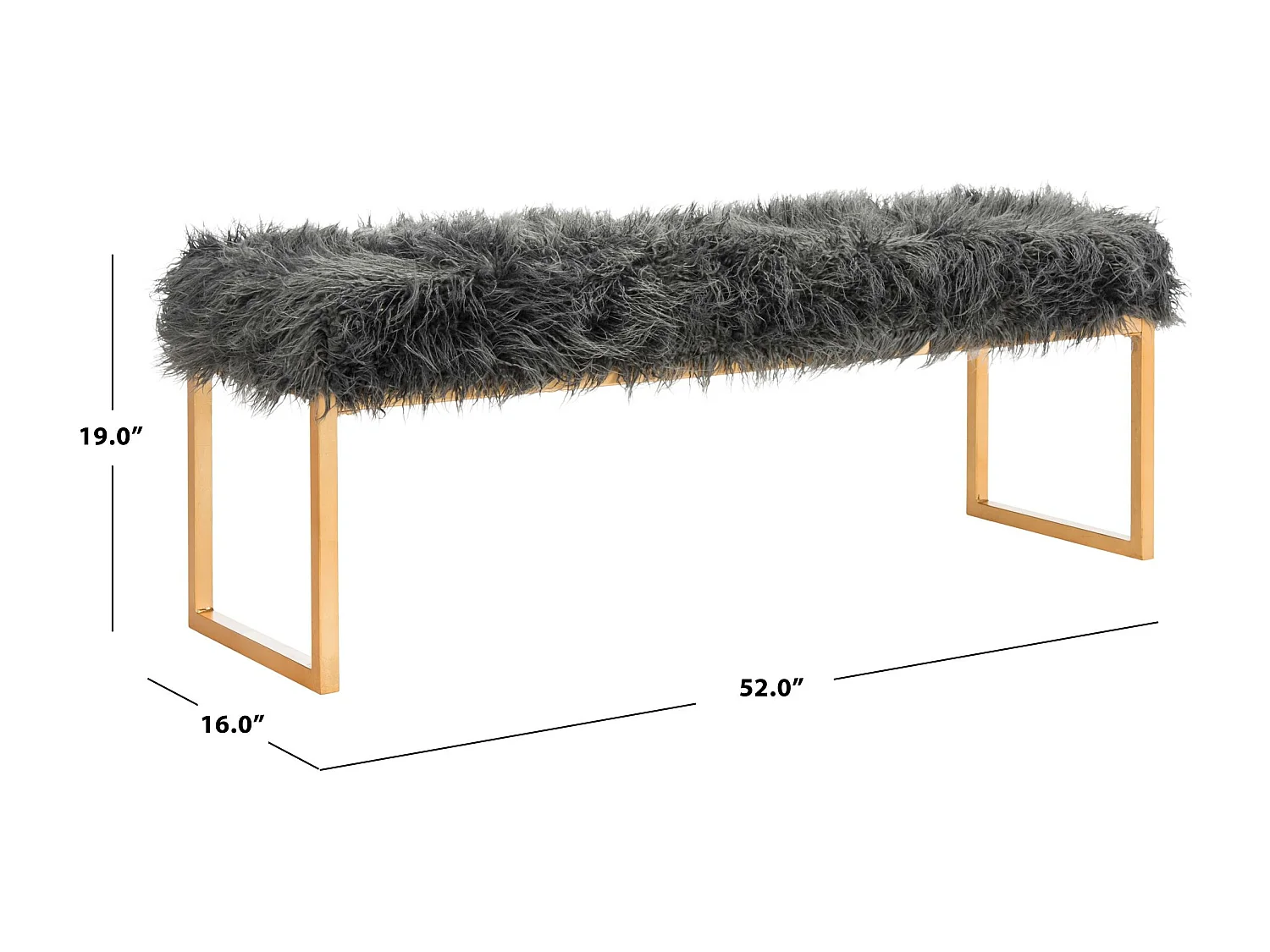 Banc & Ottomane Gris 41 X 132 X 48.26 cm - Nadine